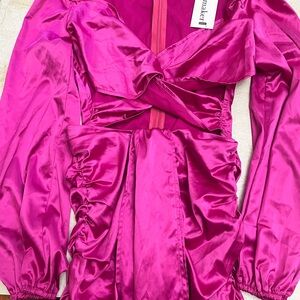 Vibrant Pink Satin Like Dress